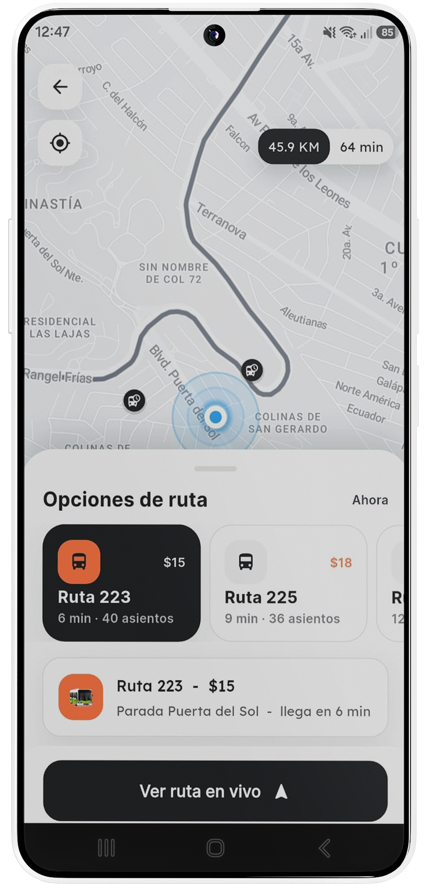Revisa las rutas sugeridas